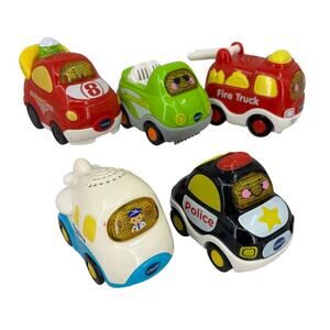 VTech 5 Go Go Smart Wheels Ariplane Police Fire Truck Convertible Race Car Works